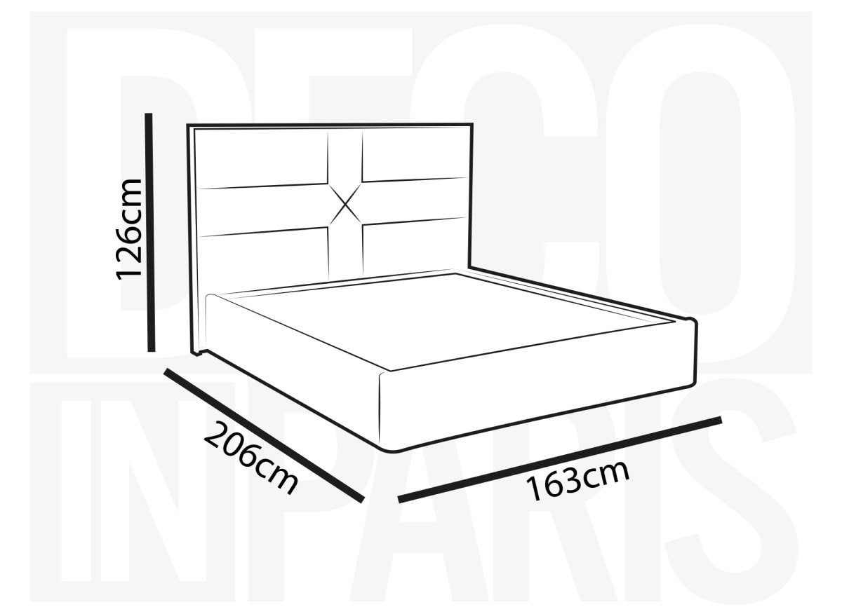 Lit coffre design en velours gris DAVINA 140 x 190 cm - DécoInParis