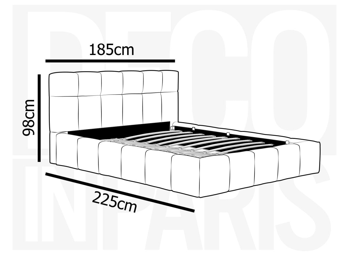 Lit coffre en tissu bouclette beige 160x200 cm MILIE - DécoInParis