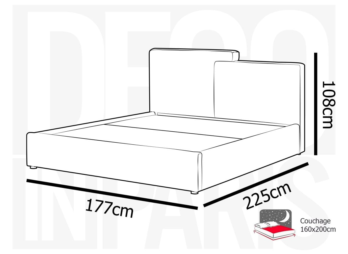 Lit coffre en tissu bouclette beige 160x200 cm ZELIA - DécoInParis
