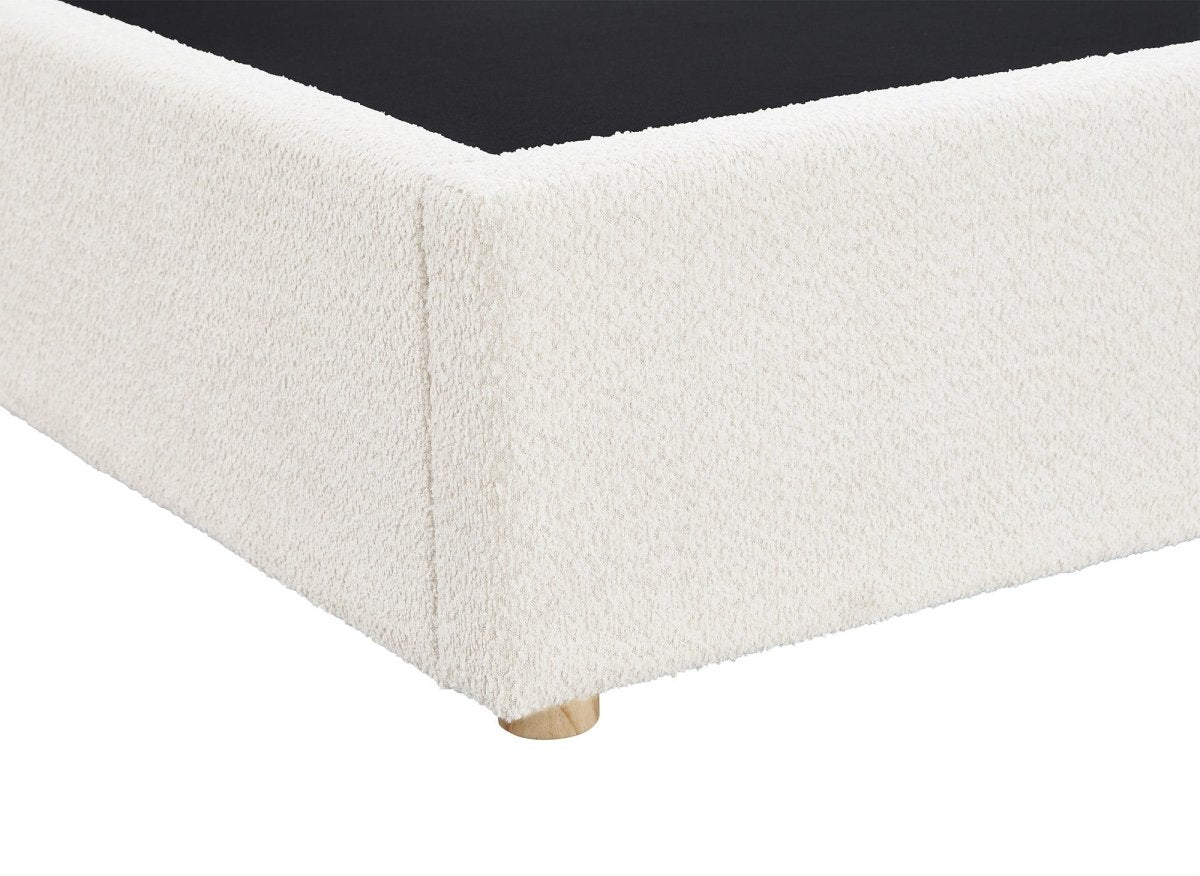 Lit coffre en tissu bouclette beige 180x200 cm ZELIA - DécoInParis