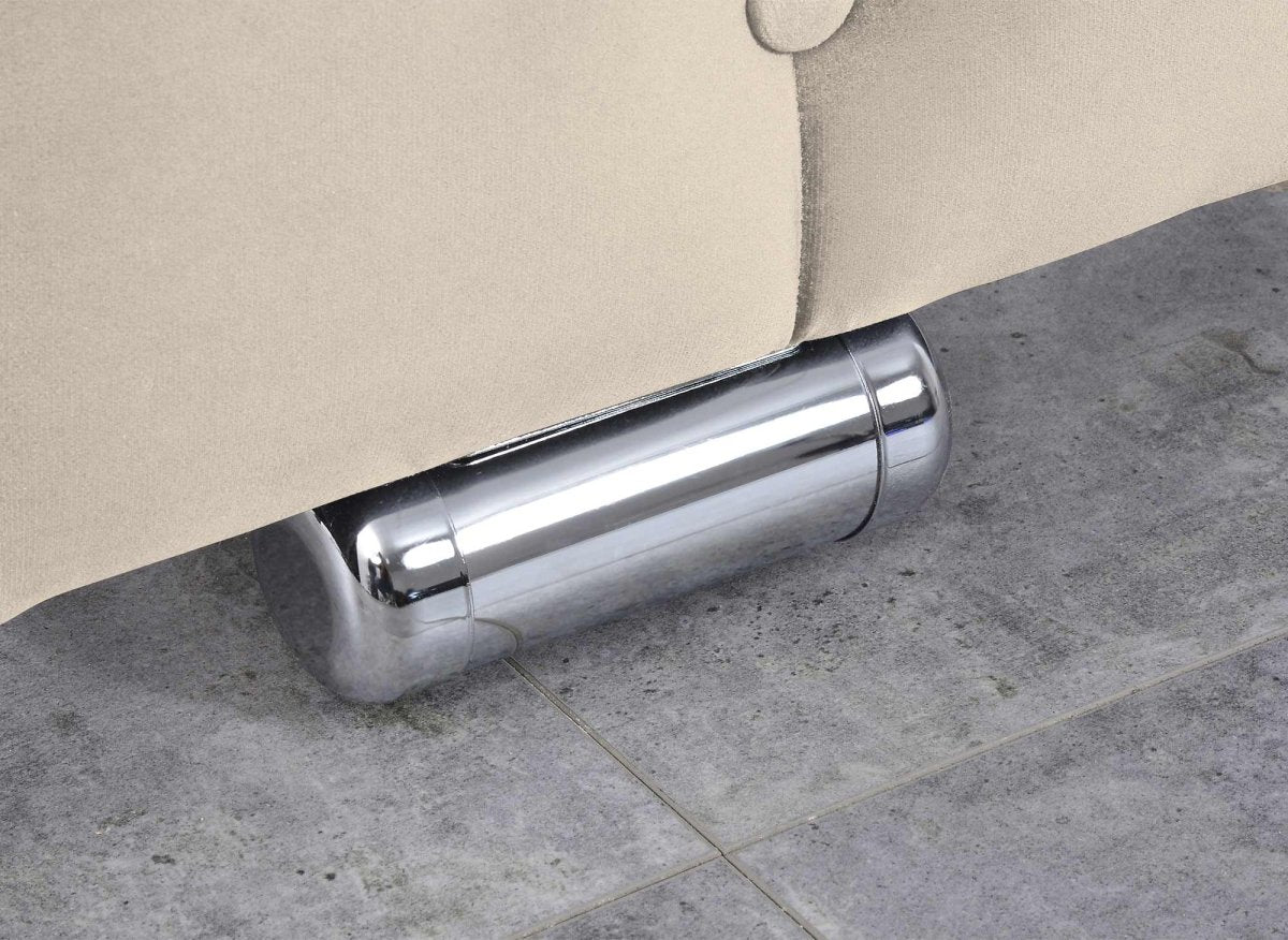 Lit coffre en velours beige 140X190 cm PERLA - DécoInParis