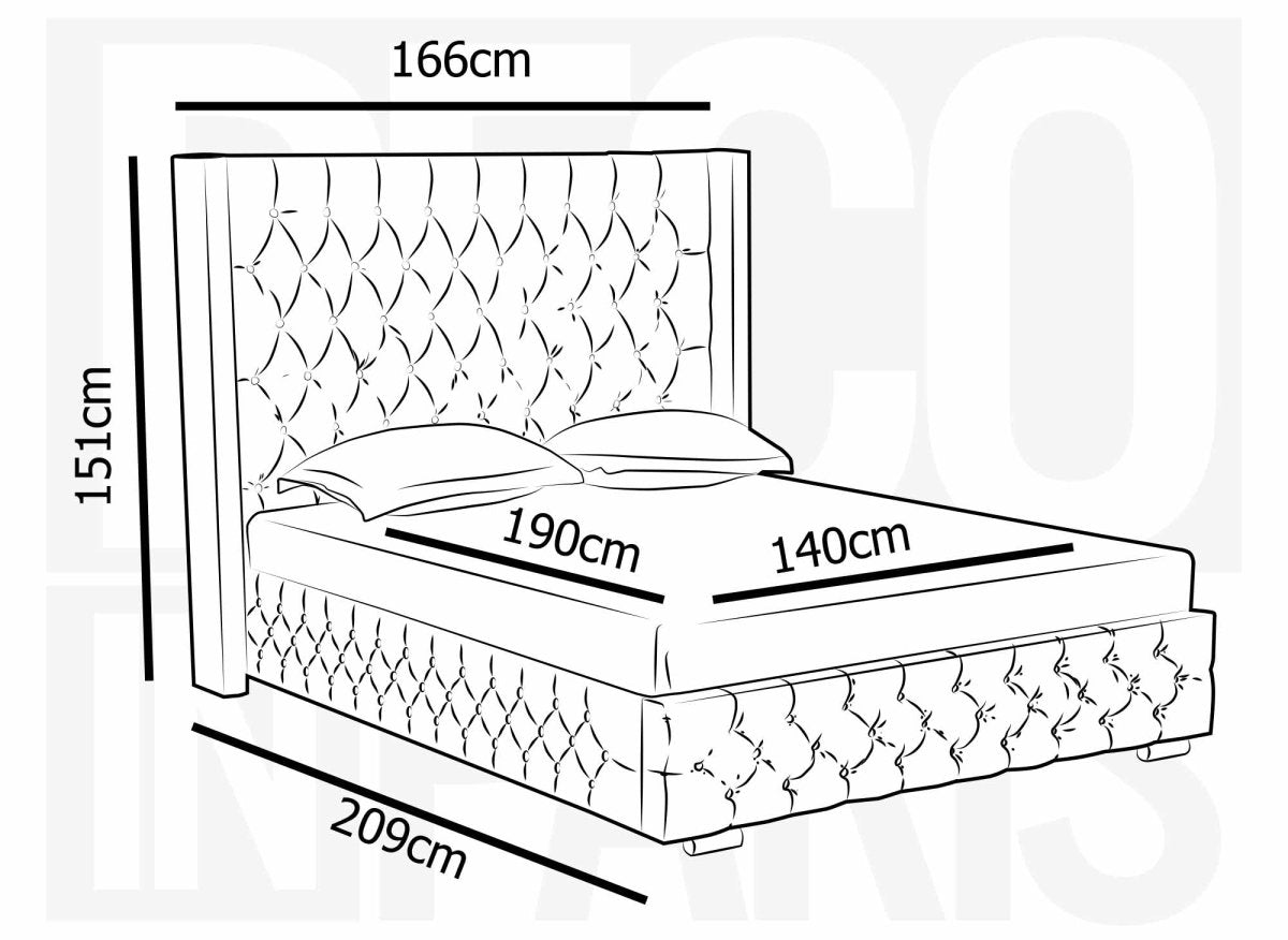 Lit coffre en velours beige 140X190 cm PERLA - DécoInParis