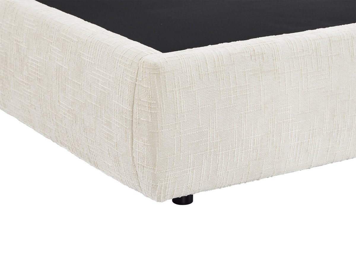 Lit coffre en velours chiné beige 160x200 cm MILENA - DécoInParis