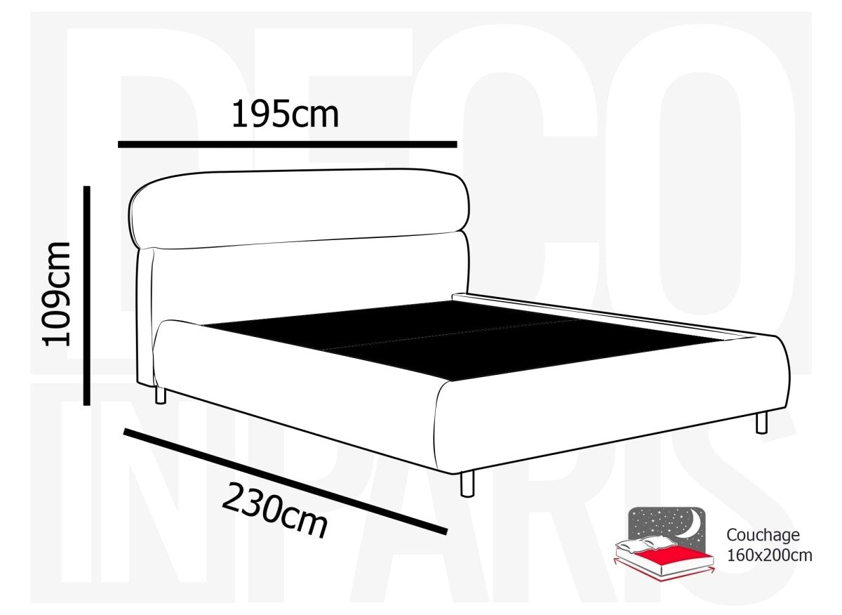 Lit coffre en velours chiné beige 160x200cm MELO - DécoInParis