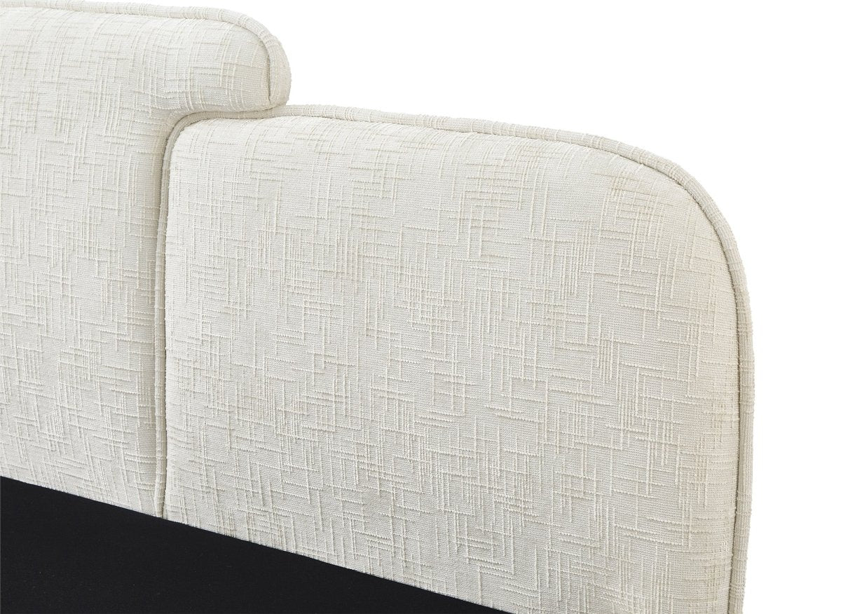 Lit coffre en velours chiné beige 180x200 cm MILENA - DécoInParis