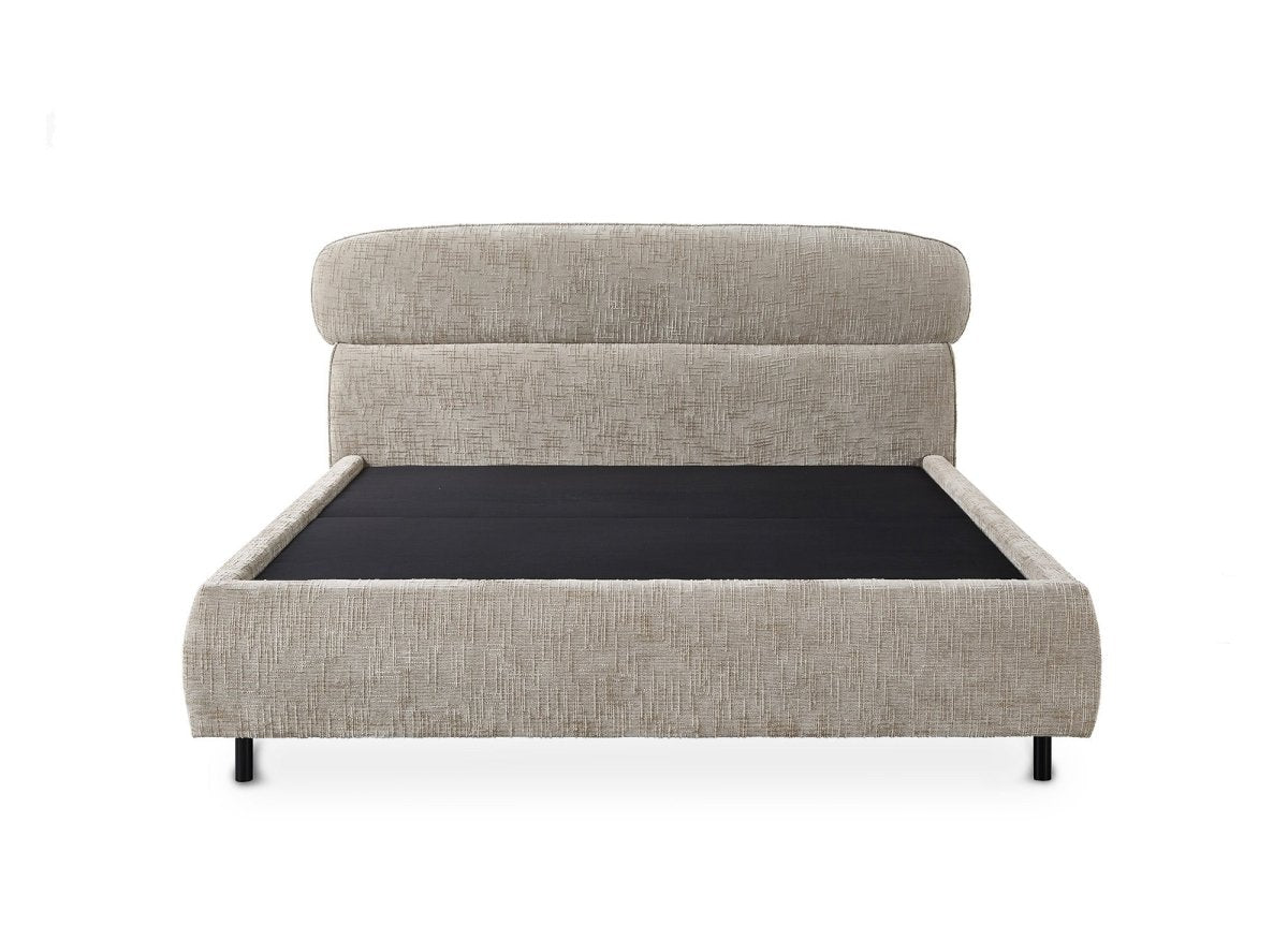 Lit coffre en velours chiné taupe 160x200cm MELO - DécoInParis