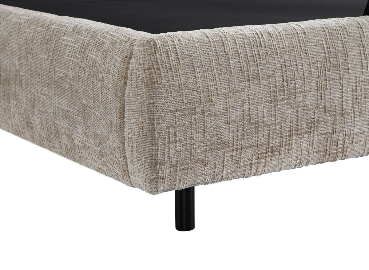 Lit coffre en velours chiné taupe 180x200cm MELO - DécoInParis