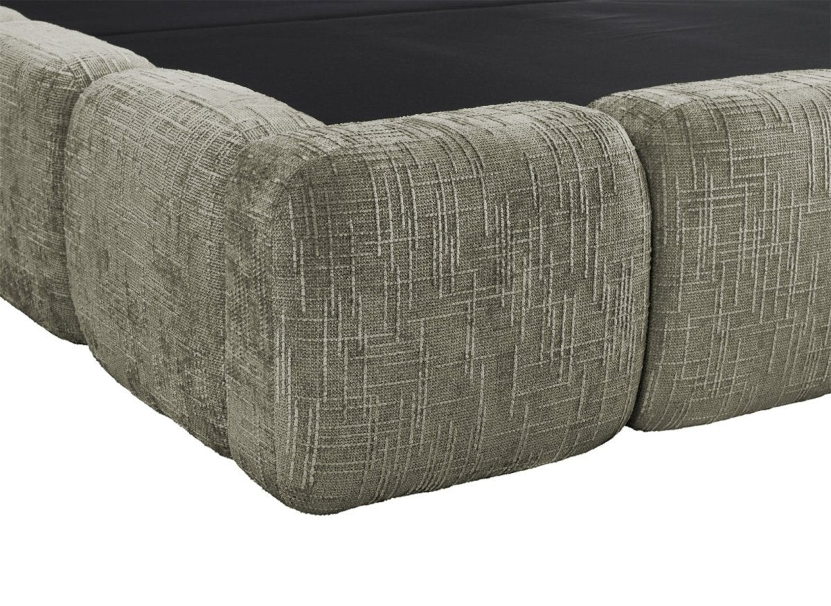 Lit coffre en velours chiné vert olive 180x200 cm BUBBLE - DécoInParis