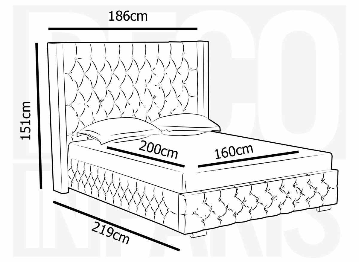 Lit coffre en velours gris 160X200 cm PERLA - DécoInParis