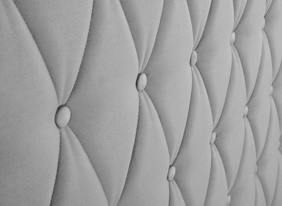 Lit coffre en velours gris 180X200 cm PERLA - DécoInParis