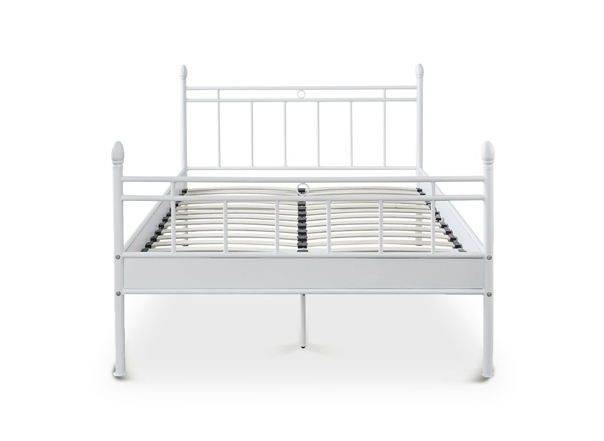 Lit double en métal blanc KADY 140 x 190 cm - DécoInParis
