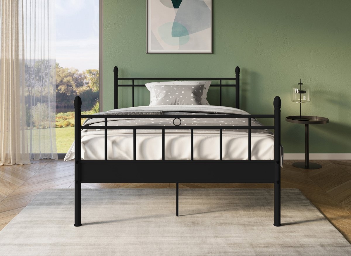 Lit double en métal noir KADY 140 x 190 cm - DécoInParis