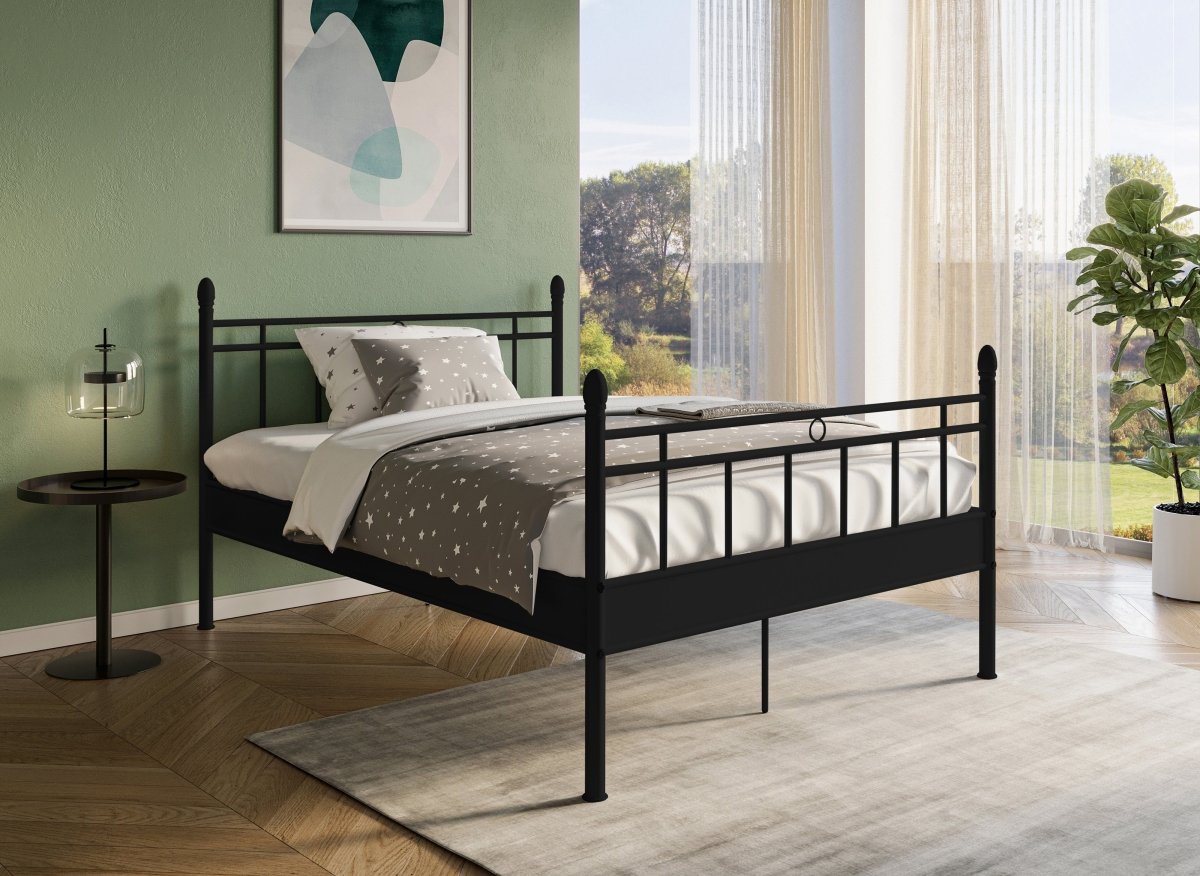 Lit double en métal noir KADY 140 x 190 cm - DécoInParis