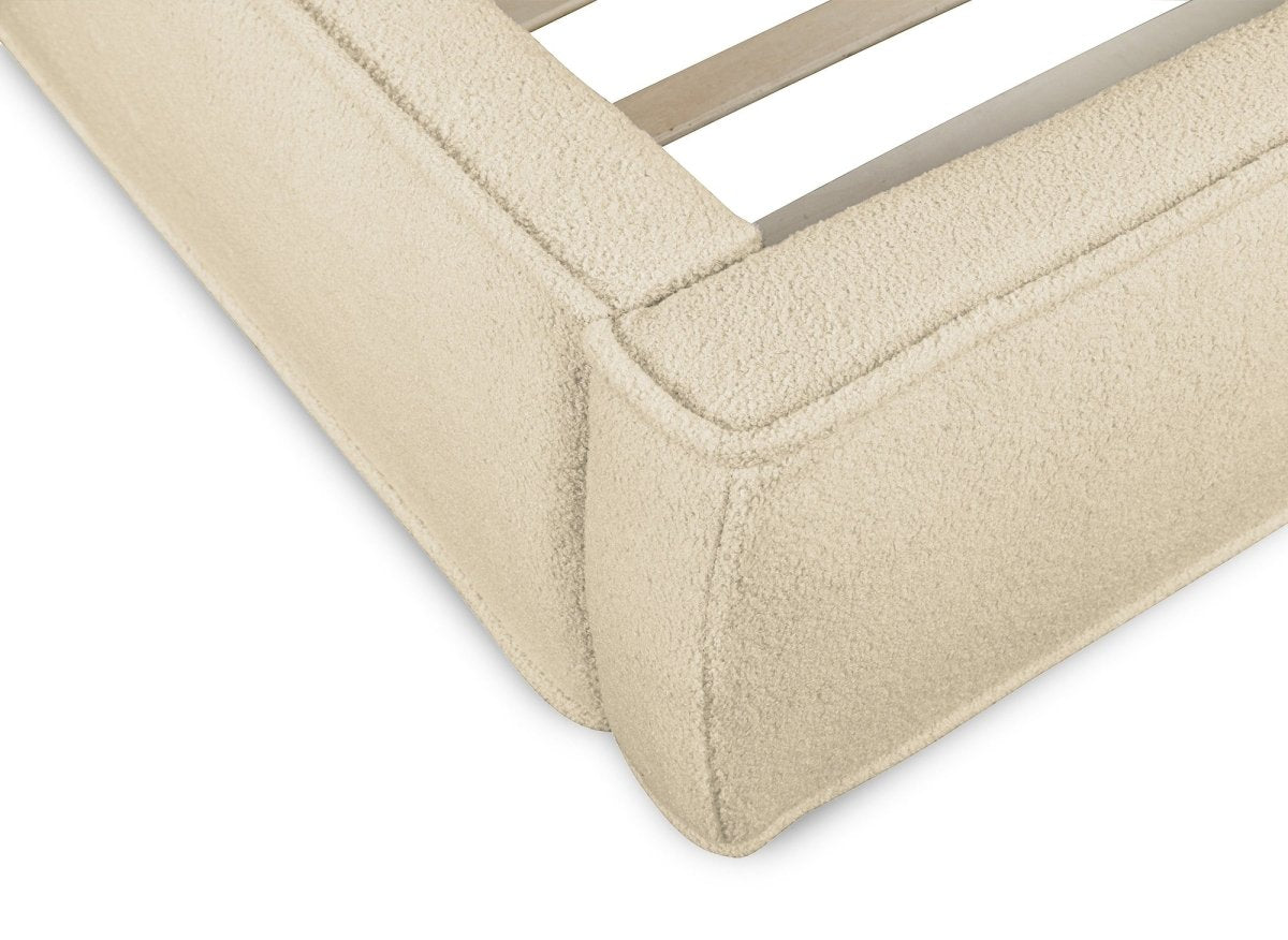 Lit double en tissu bouclette beige 140x190 cm YUNA - DécoInParis