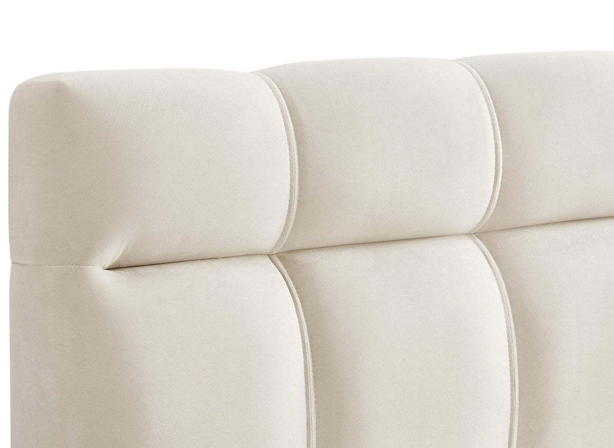 Lit double en velours beige 140x190 cm GEORGINA - DécoInParis