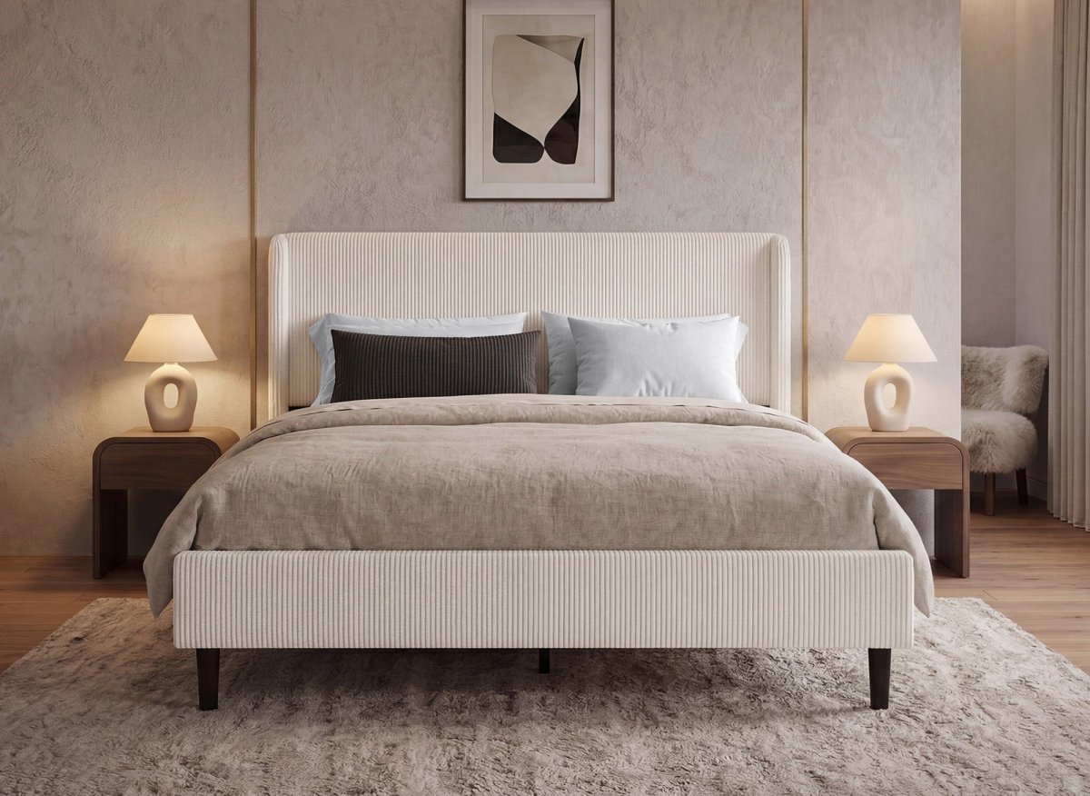 Lit double LEVY 160x200 cm + Matelas HYBRID 160x200 cm - DécoInParis