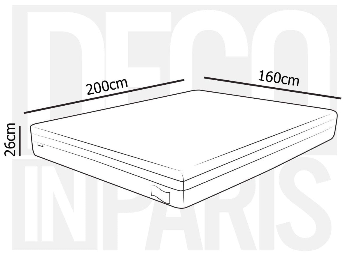 Lit double LEVY 160x200 cm + Matelas HYBRID 160x200 cm - DécoInParis
