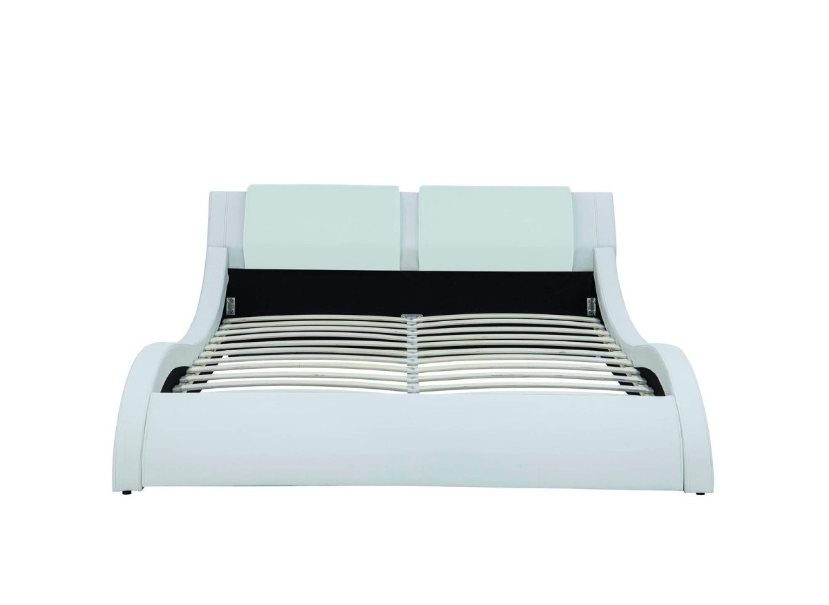 Lit en simili cuir blanc avec LED 140x190 cm ZEDA - DécoInParis