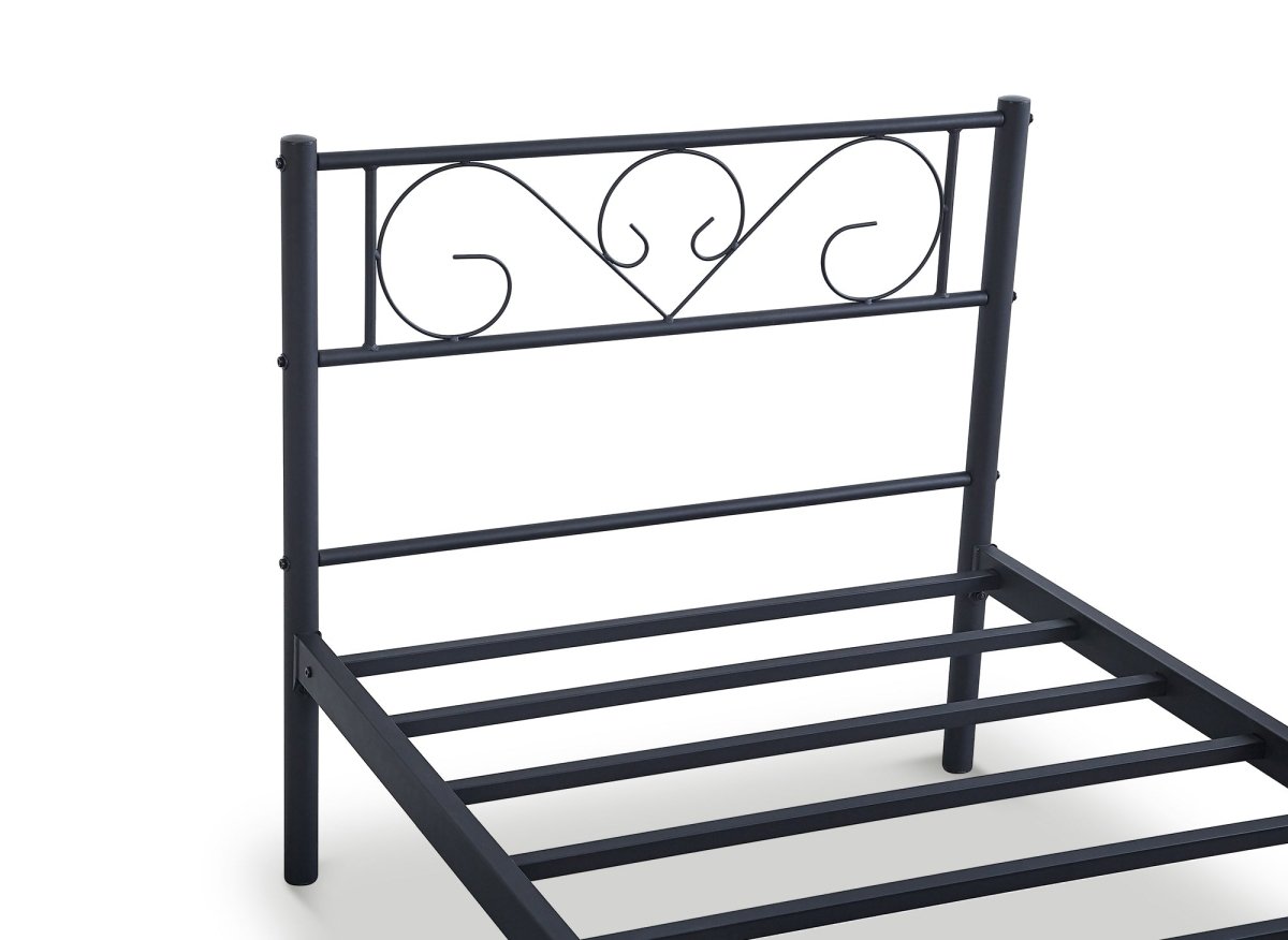 Lit simple en métal noir LUCINA 90 x 190 cm - DécoInParis