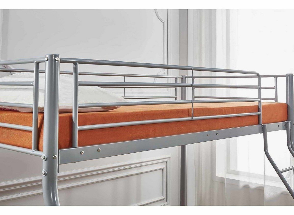 Lit superposé 3 places en métal gris 90 x 190 cm et 140 x 190 cm TRINITY - DécoInParis