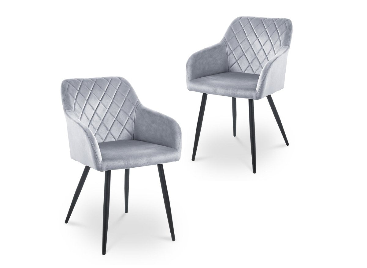 Lot de 2 chaises avec accoudoirs en velours gris KANA - DécoInParis