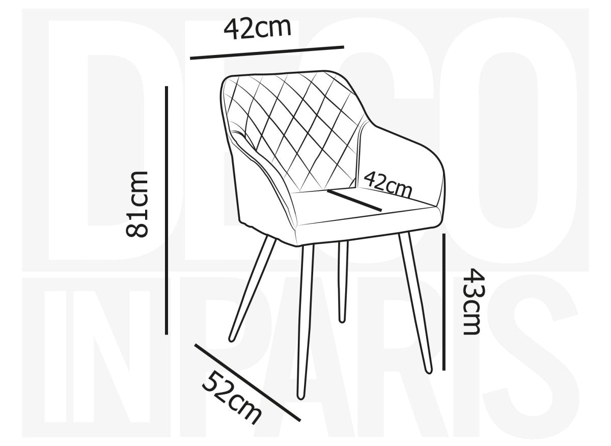 Lot de 2 chaises avec accoudoirs en velours gris KANA - DécoInParis