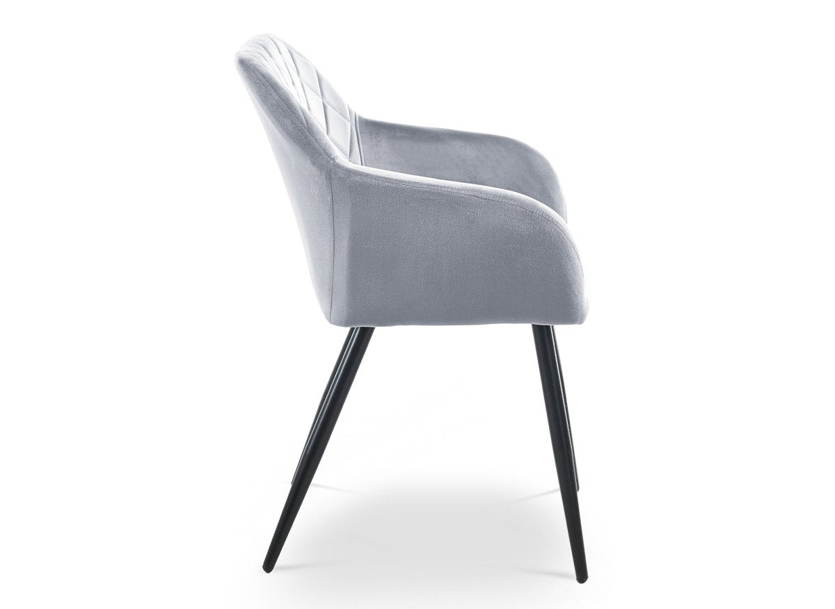 Lot de 2 chaises avec accoudoirs en velours gris KANA - DécoInParis