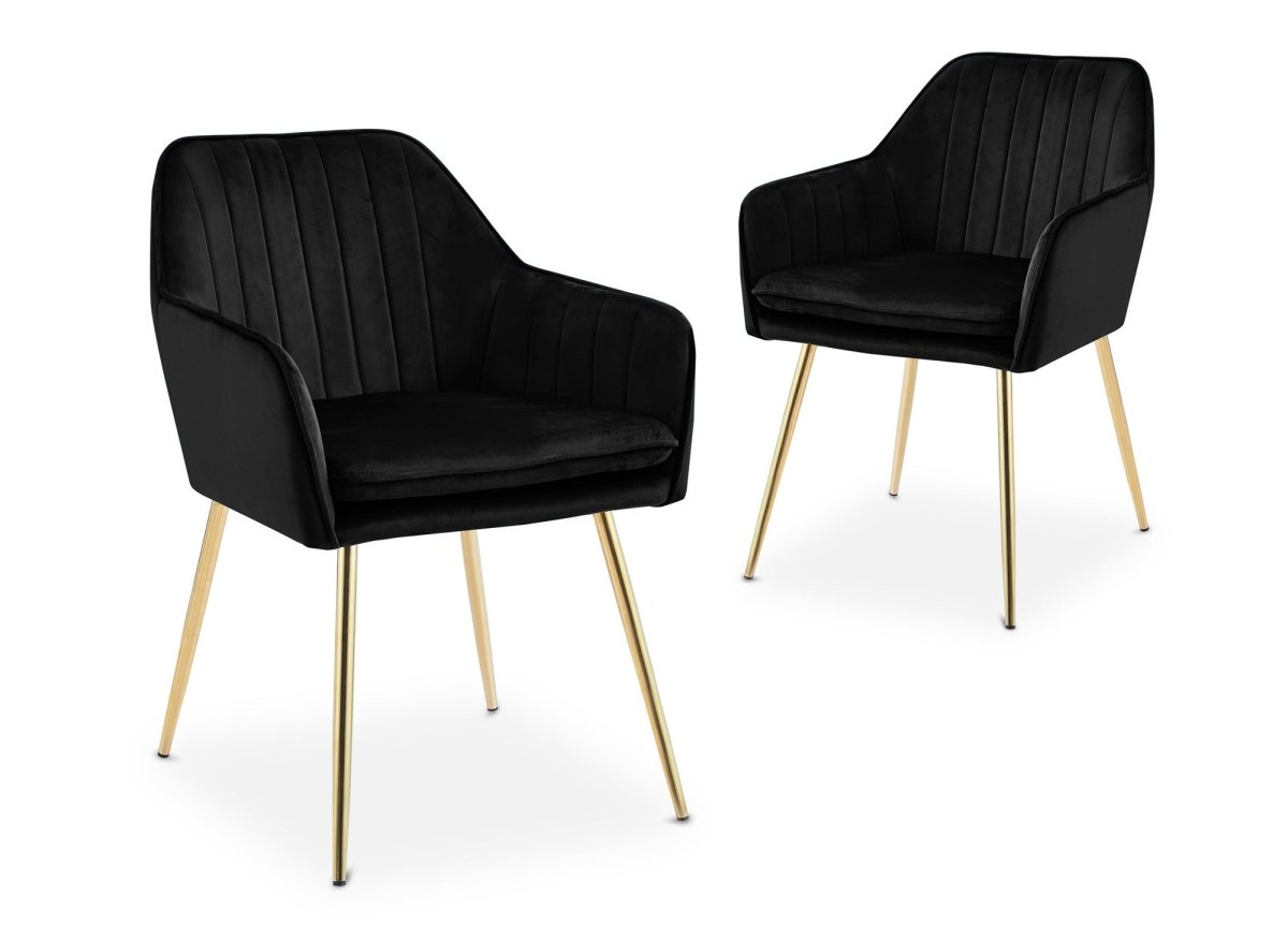 Lot de 2 chaises avec accoudoirs en velours noir EDWIGE - DécoInParis