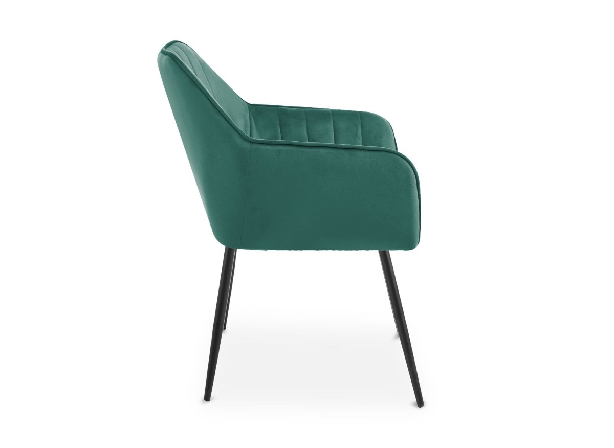 Lot de 2 chaises avec accoudoirs en velours vert pieds noirs EDWIGE - DécoInParis