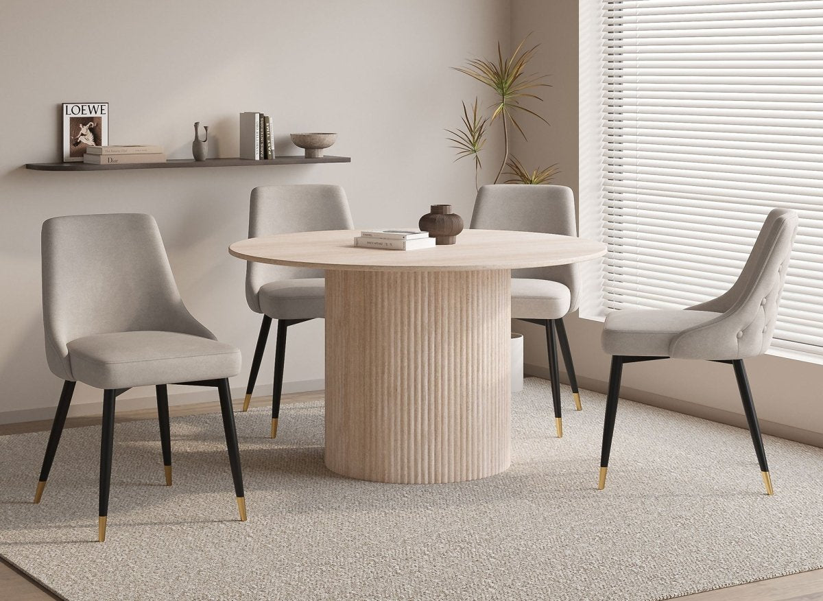 Lot de 2 chaises capitonnées en velours beige DORINA - DécoInParis