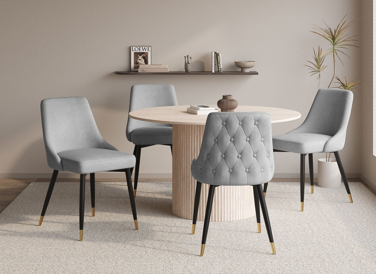 Lot de 2 chaises capitonnées en velours gris DORINA - DécoInParis