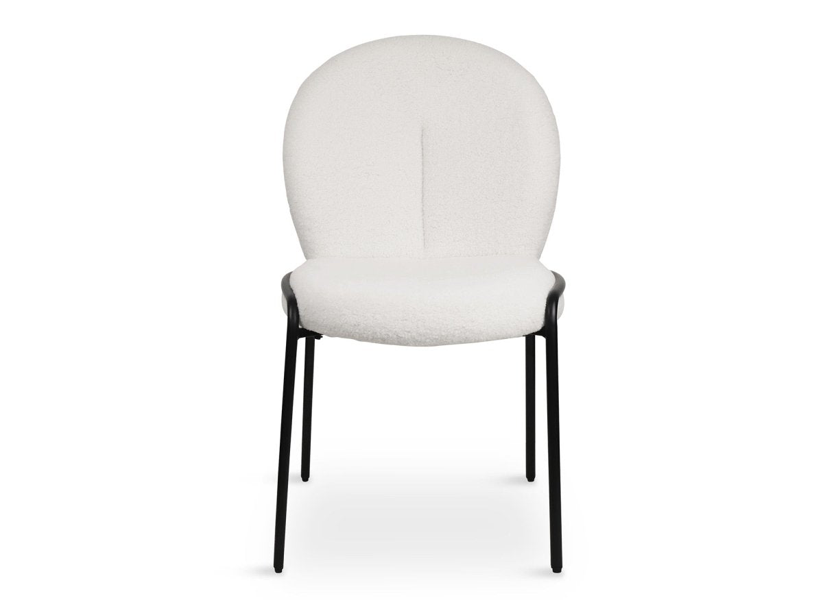 Lot de 2 chaises design en tissu bouclette blanc BENTA - DécoInParis