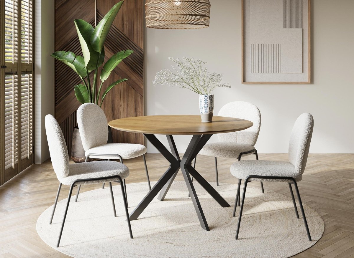 Lot de 2 chaises design en tissu bouclette blanc BENTA - DécoInParis