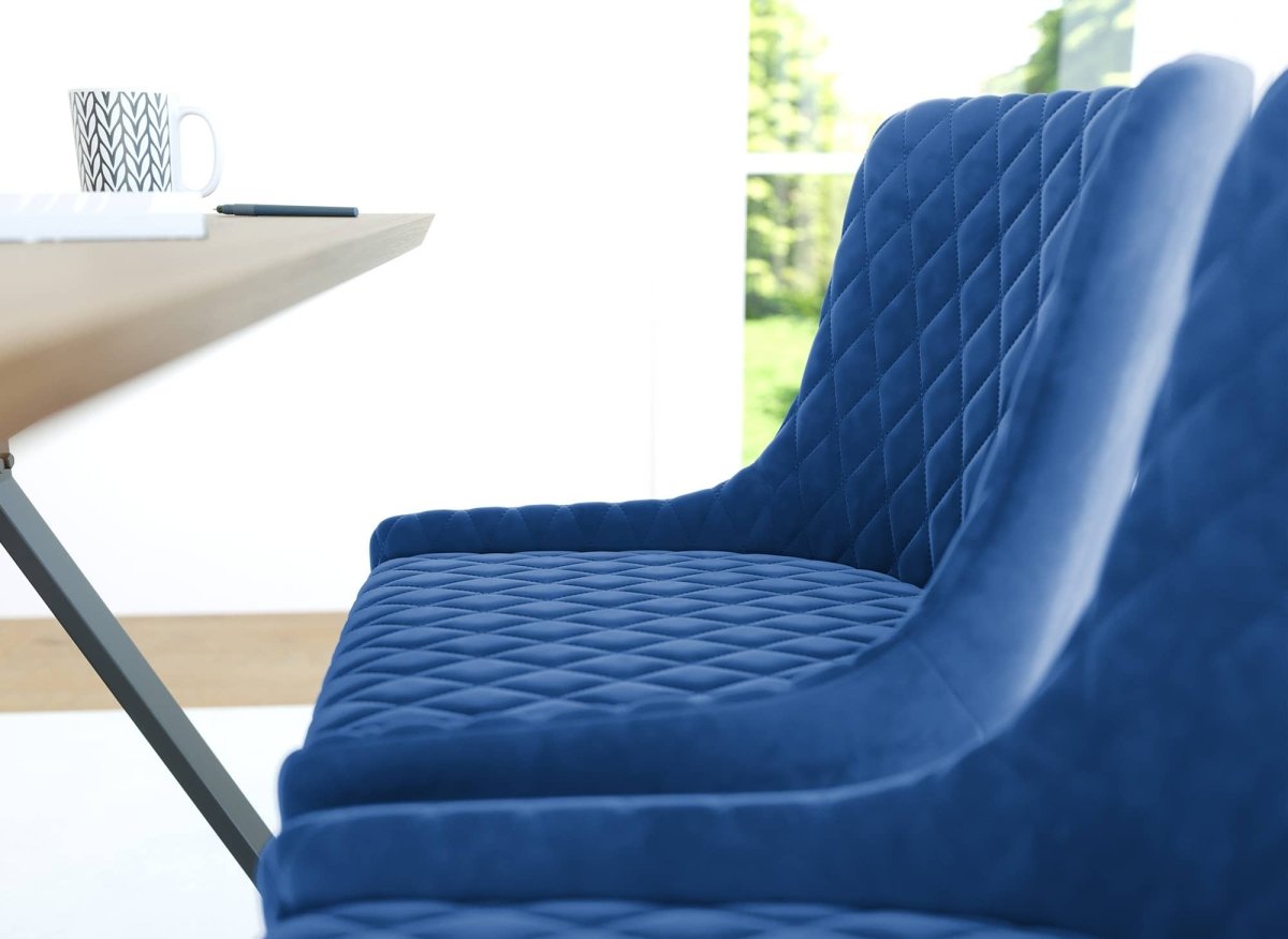 Lot de 2 chaises design en velours bleu JENNY - DécoInParis
