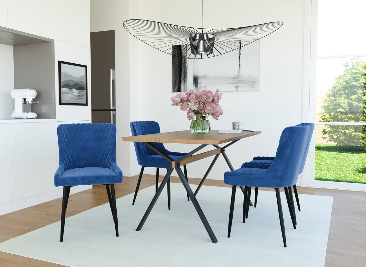 Lot de 2 chaises design en velours bleu JENNY - DécoInParis