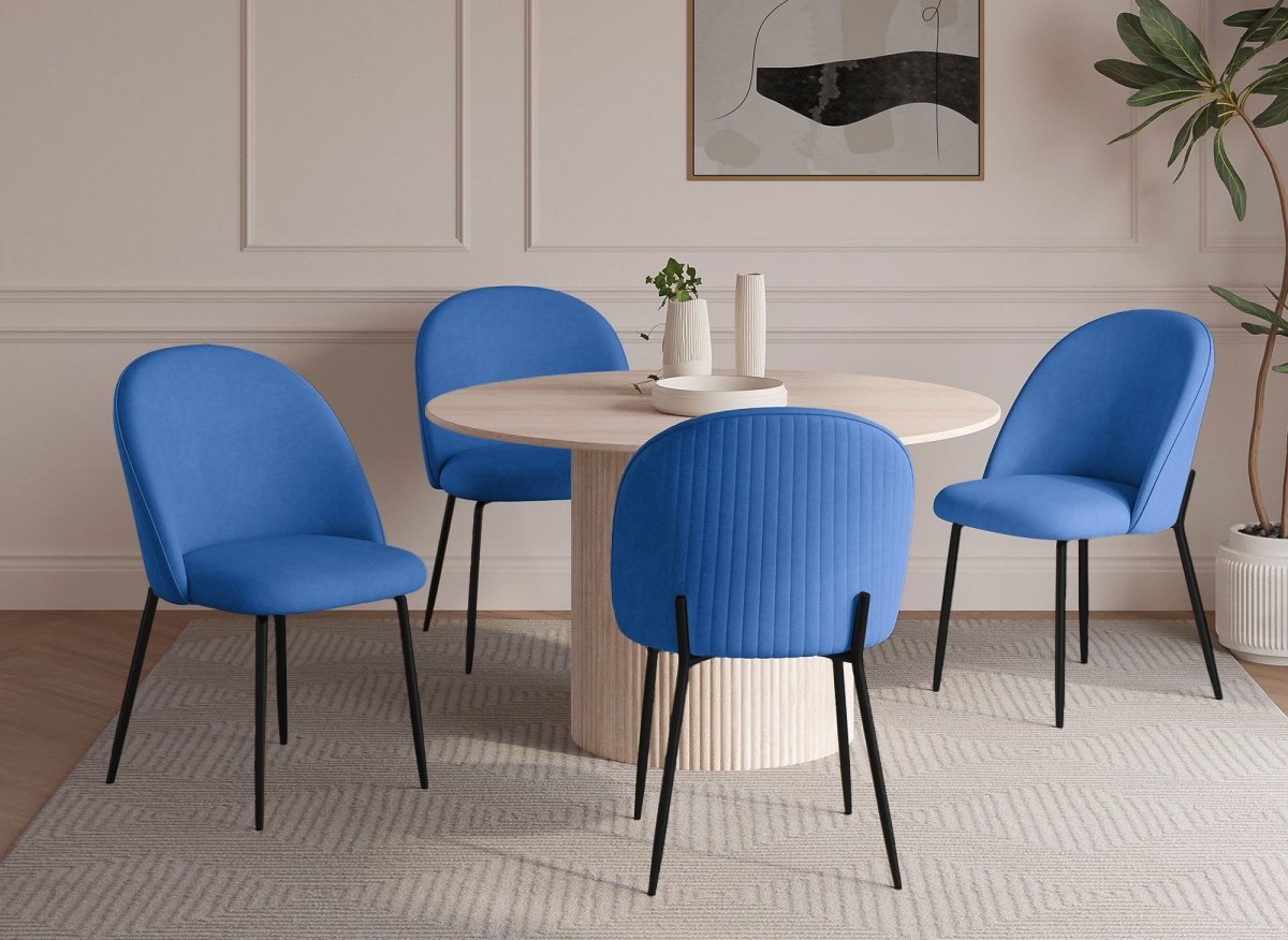 Lot de 2 chaises design en velours bleu pieds noirs ARABEL - DécoInParis