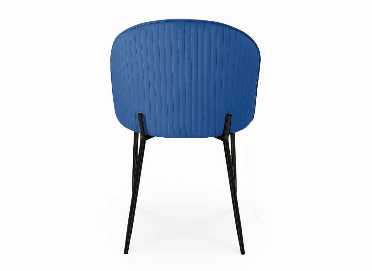 Lot de 2 chaises design en velours bleu pieds noirs ARABEL - DécoInParis