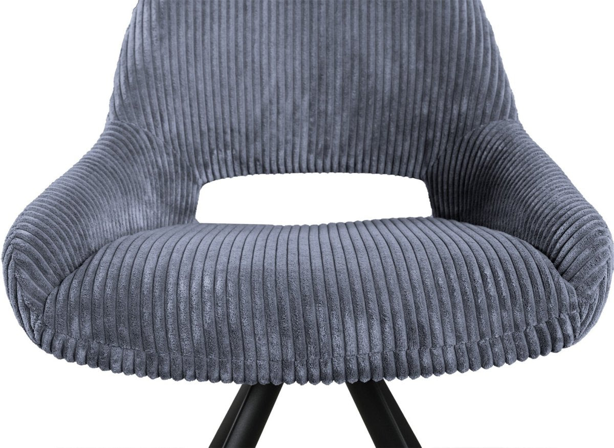 Lot de 2 chaises design en velours côtelé gris SYRA - DécoInParis