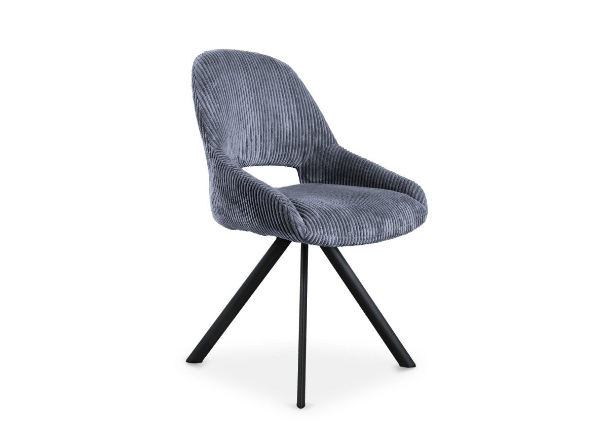 Lot de 2 chaises design en velours côtelé gris SYRA - DécoInParis