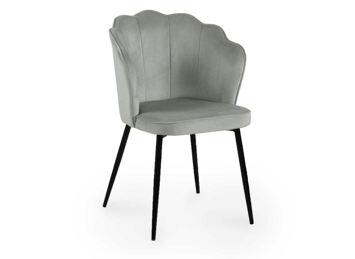 Lot de 2 chaises design en velours gris pieds noirs GARANCE - DécoInParis