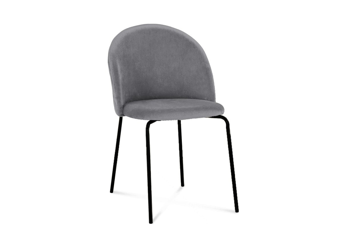 Lot de 2 chaises design en velours gris pieds noirs KENNETH - DécoInParis