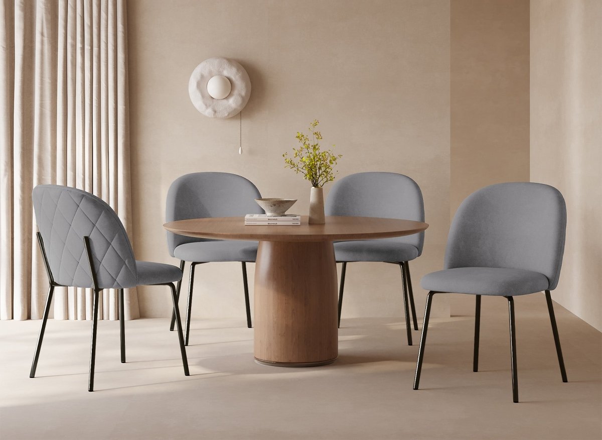 Lot de 2 chaises design en velours gris pieds noirs KENNETH - DécoInParis