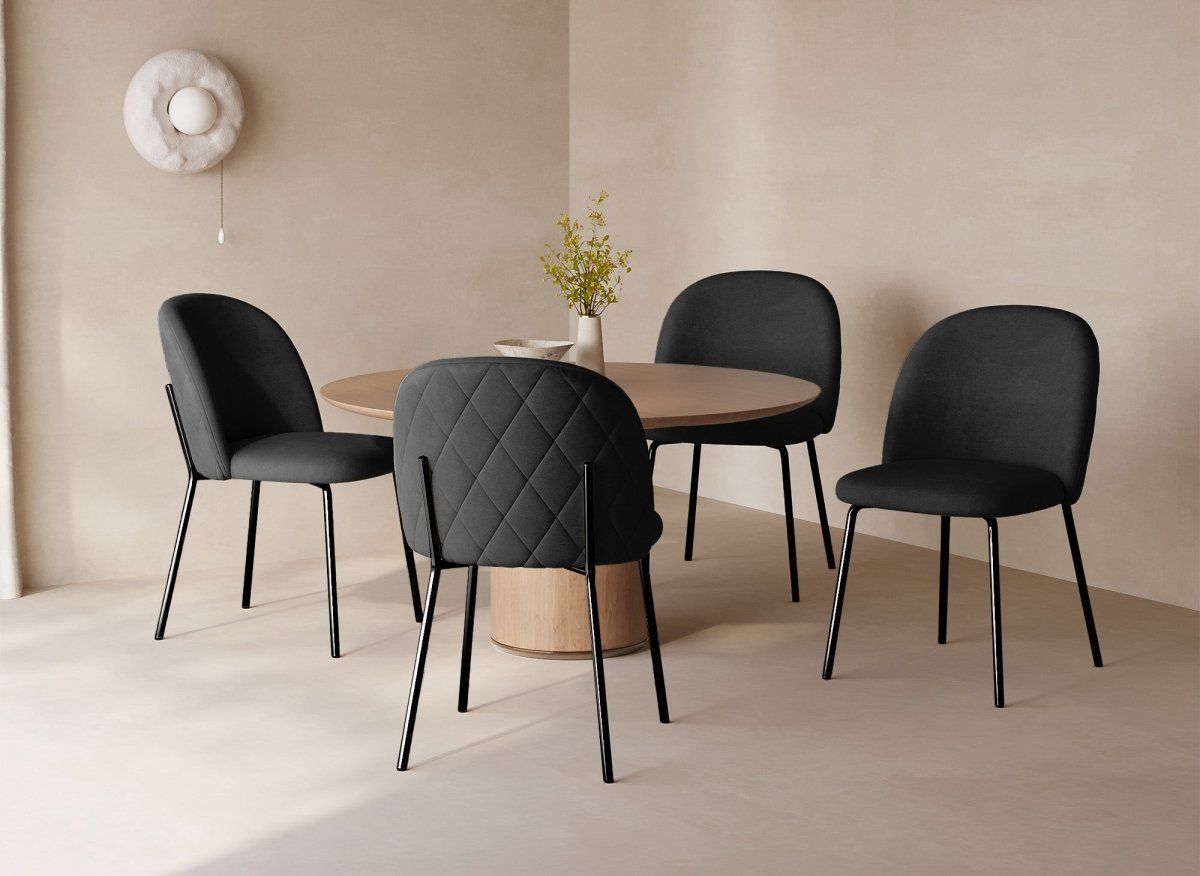 Lot de 2 chaises design en velours noir pieds noirs KENNETH - DécoInParis