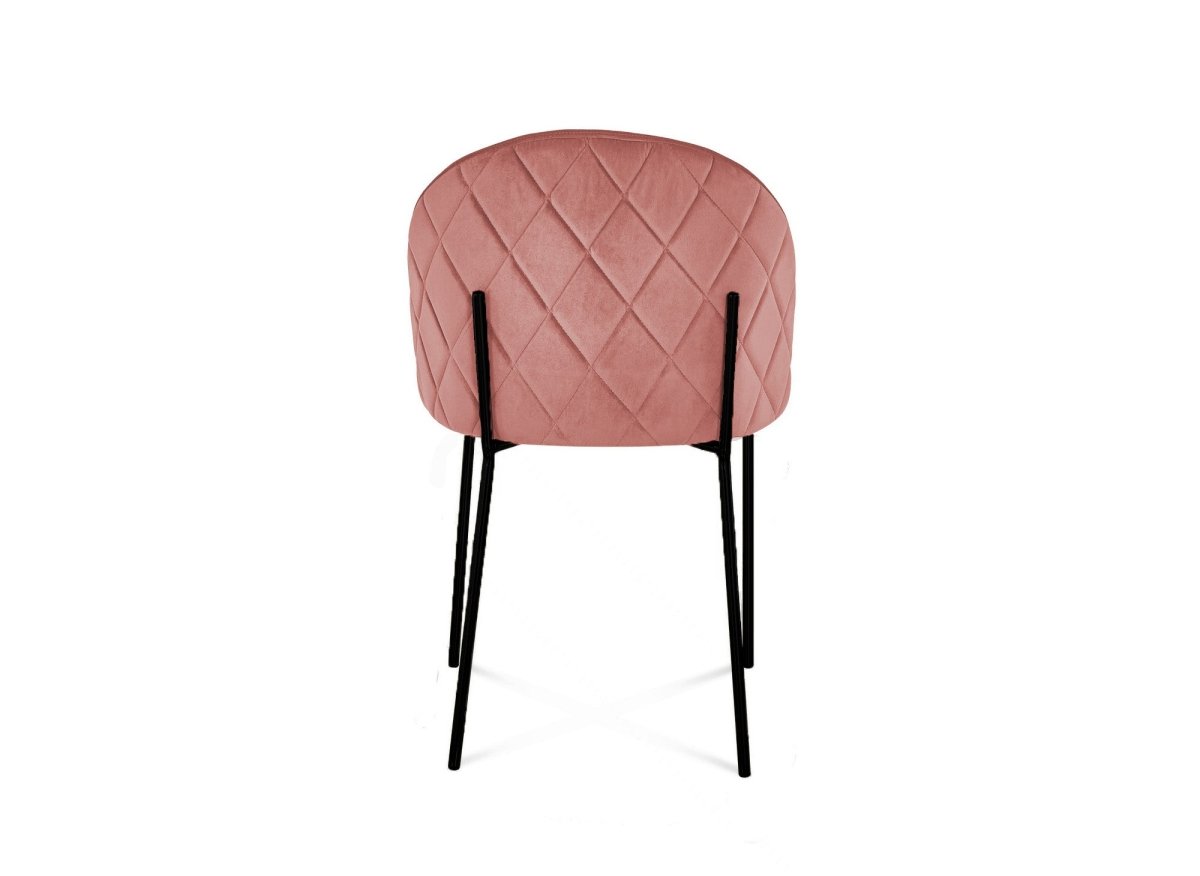 Lot de 2 chaises design en velours rose pieds noirs KENNETH - DécoInParis