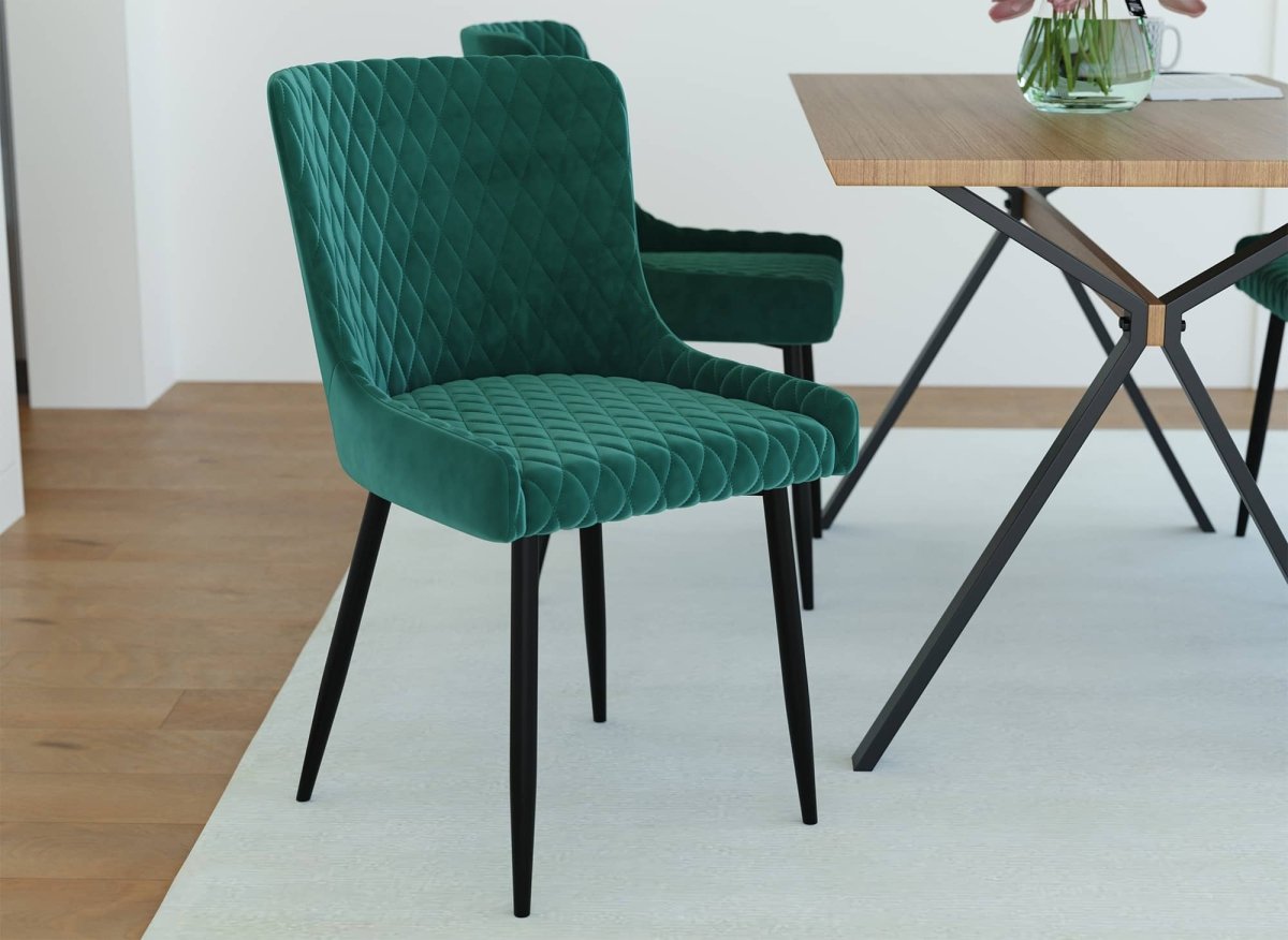 Lot de 2 chaises design en velours vert JENNY - DécoInParis