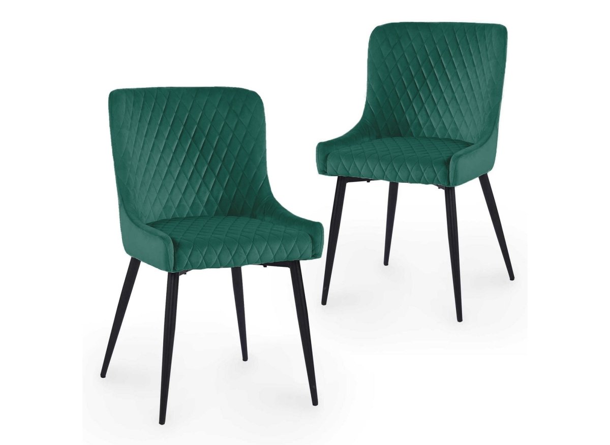 Lot de 2 chaises design en velours vert JENNY - DécoInParis