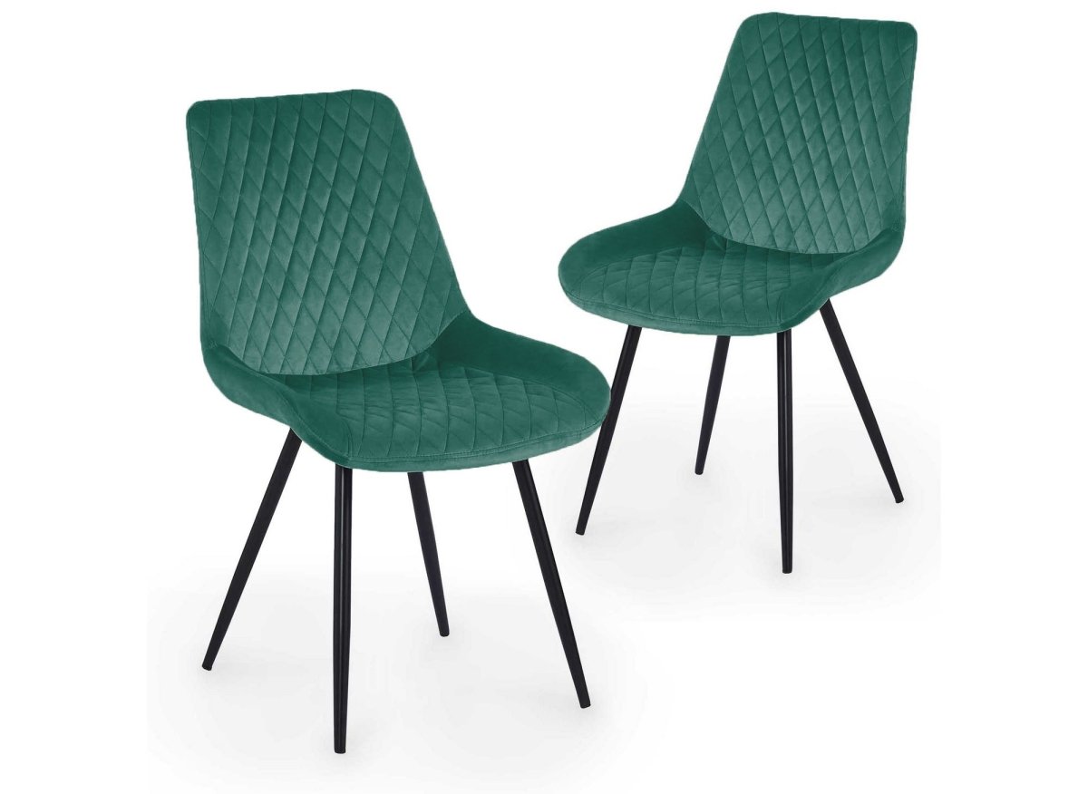 Lot de 2 chaises design en velours vert YOLA - DécoInParis