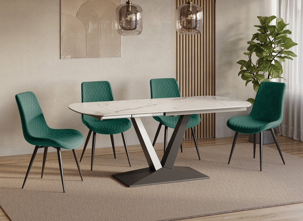 Lot de 2 chaises design en velours vert YOLA - DécoInParis