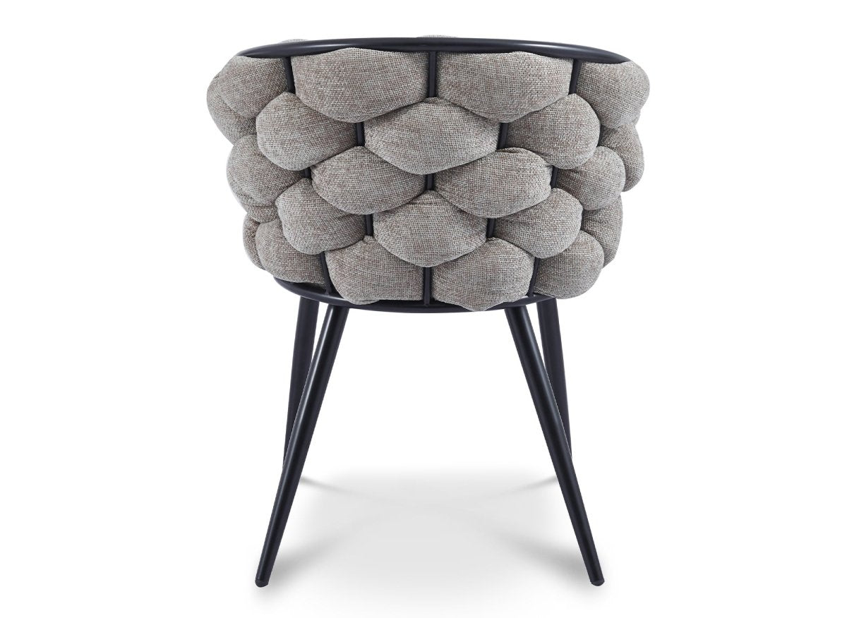 Lot de 2 chaises en tissu taupe pieds en métal noir CECILE - DécoInParis