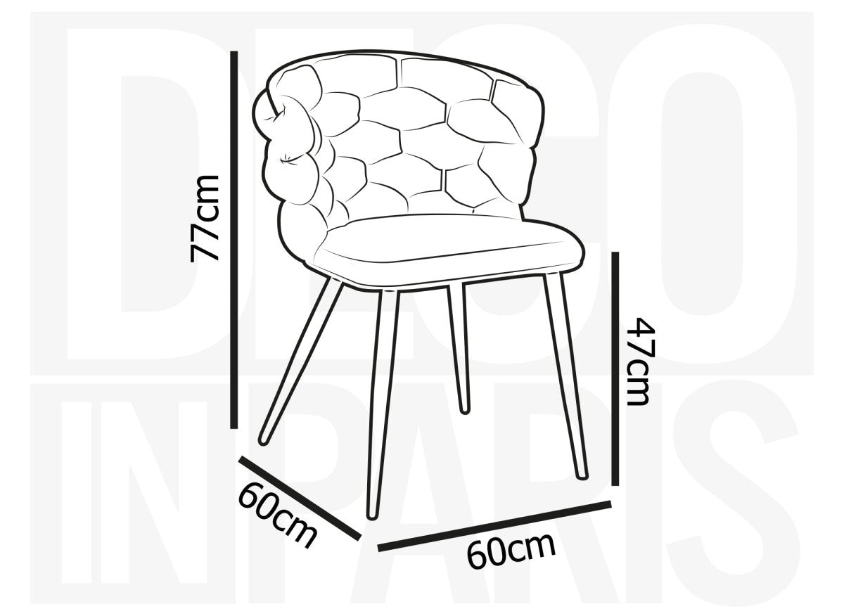 Lot de 2 chaises en velours beige pieds en métal noir CECILE - DécoInParis